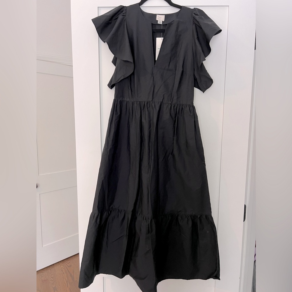 Target - a new day, V-neck ruffle shoulder tiered black dress